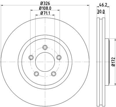 Тормозной диск HELLA 8DD 355 128-881 для JAGUAR XF