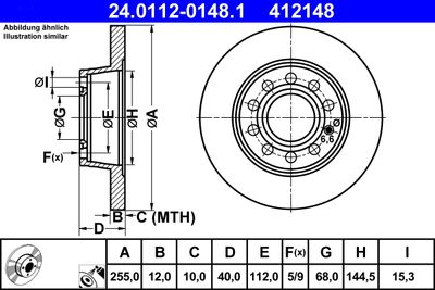 Тормозной диск ATE 24.0112-0148.1 для SEAT EXEO