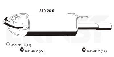 Глушитель выхлопных газов конечный ERNST 310260 для FORD PUMA