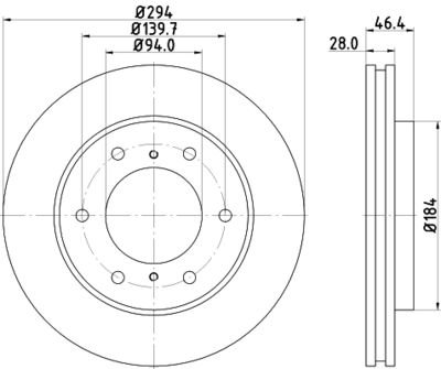 Тормозной диск HELLA 8DD 355 115-731 для FIAT FULLBACK