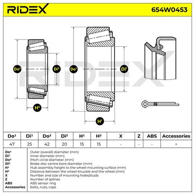 комплект колесен лагер RIDEX 654W0453