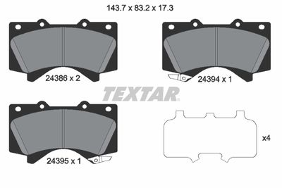 Комплект тормозных колодок, дисковый тормоз TEXTAR 2438601 для HYUNDAI XG