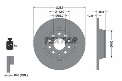 Тормозной диск TEXTAR 92140803 для VW CC