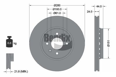 Brzdový kotouč BENDIX Braking BDS1012