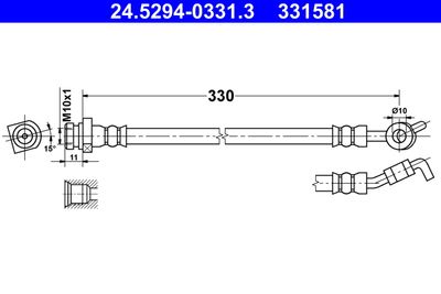 ATE 24.5294-0331.3 Тормозной шланг  для HYUNDAI ix35 (Хендай Иx35)