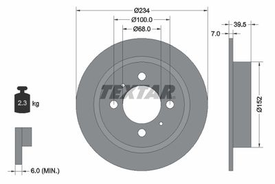 Тормозной диск TEXTAR 92080000 для NISSAN 100NX