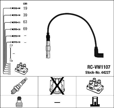 Комплект проводов зажигания NGK 44227 для VW NEW