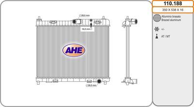 Радиатор, охлаждение двигателя AHE 110.188 для FORD KA+