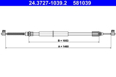 Тросик, cтояночный тормоз ATE 24.3727-1039.2 для RENAULT TWINGO
