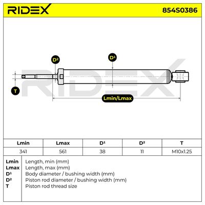 амортисьор RIDEX 854S0386
