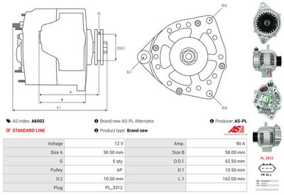 GENERATOR / ALTERNATOR AS-PL A6002 4