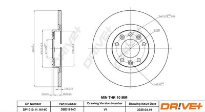 Tarcza hamulcowa DR!VE+ DBD1614C