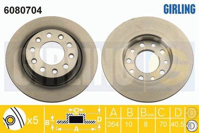 GIRLING 6080704 Тормозные диски  для ALFA ROMEO GIULIETTA (940_) 1.4 TB (940.FYA1A)