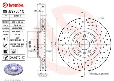 Bromsskiva BREMBO 09.B970.1X