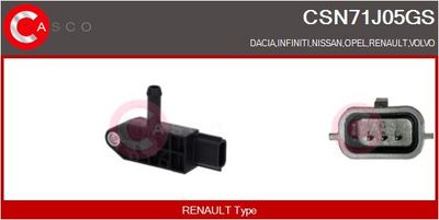 Senzor, tlak výfukového plynu CASCO CSN71J05GS