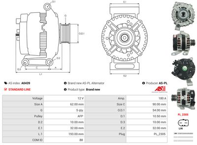 GENERATOR / ALTERNATOR AS-PL A0439 4