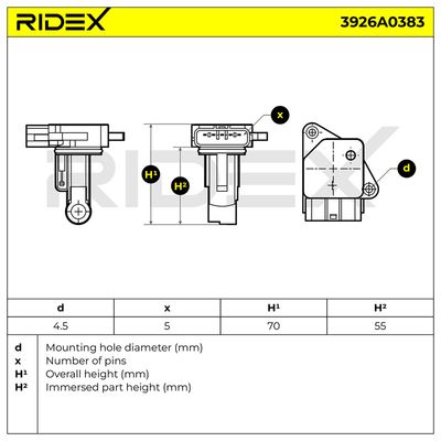 въздухомер-измерител на масата на въздуха RIDEX 3926A0383