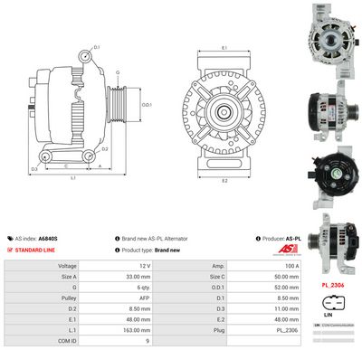 GENERATOR / ALTERNATOR AS-PL A6840S 4