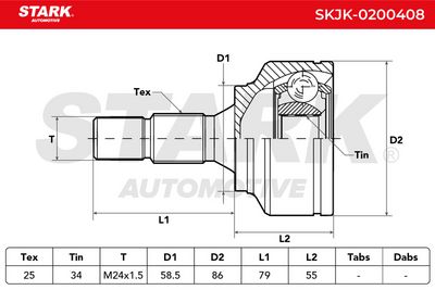 каре комплект, полуоска STARK SKJK-0200408