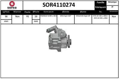 EAI SOR4110274 Насос гидроусилителя руля  для FIAT CROMA (Фиат Крома)