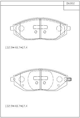 Комплект тормозных колодок, дисковый тормоз ASIMCO KD6002 для CHEVROLET SPARK