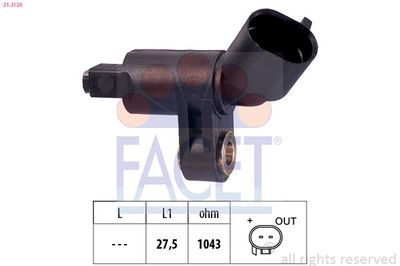 Czujnik, prędkość obrotowa koła FACET 21.2126