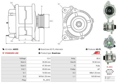 GENERATOR / ALTERNATOR AS-PL A6033 4