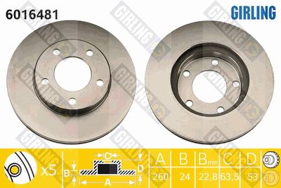 Тормозной диск GIRLING 6016481 для TVR 350