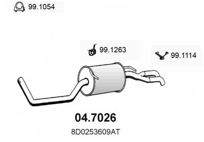 ASSO 04.7026 Глушитель выхлопных газов  для AUDI A4 (Ауди А4)