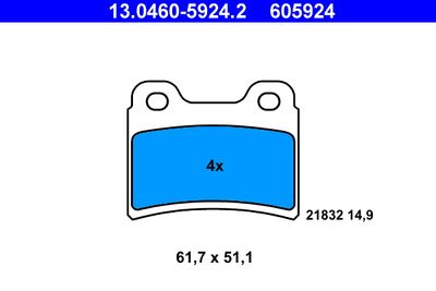 Комплект тормозных колодок, дисковый тормоз ATE 13.0460-5924.2 для KIA SEPHIA