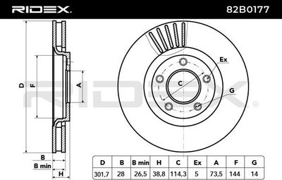 спирачен диск RIDEX 82B0177