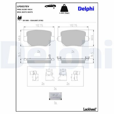 BREMSBELAGSATZ SCHEIBENBREMSE DELPHI LP5037EV 2