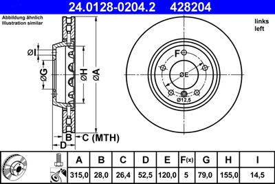 ATE 24.0128-0204.2 Тормозные диски  для BMW Z3 (Бмв З3)