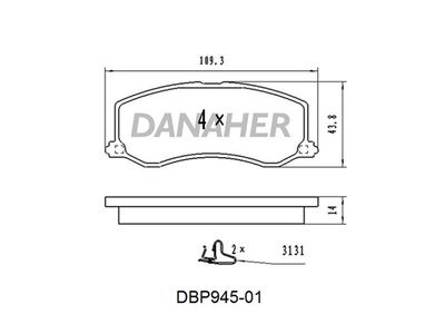 Комплект тормозных колодок, дисковый тормоз DANAHER DBP945-01 для SUZUKI SWIFT