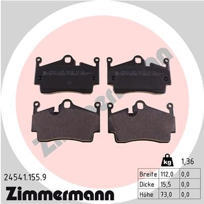 ZIMMERMANN Bremsbelagsatz, Scheibenbremse pb:z (24541.155.9)