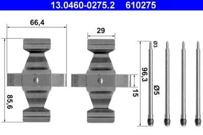 Комплектующие, колодки дискового тормоза ATE 13.0460-0275.2 для MERCEDES-BENZ S-CLASS