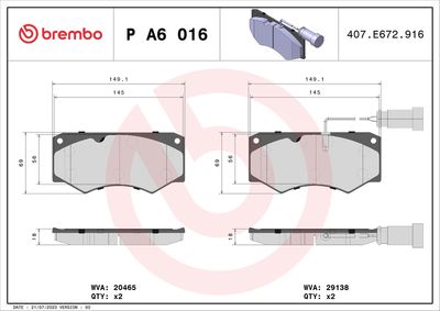 Brake Pad Set, disc brake P A6 016