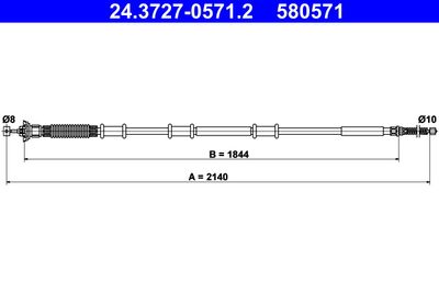 Тросик, cтояночный тормоз ATE 24.3727-0571.2 для FIAT DOBLO