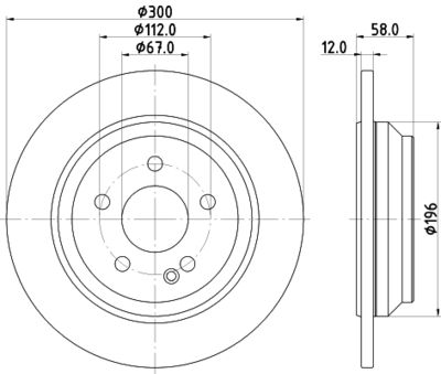 Тормозной диск HELLA 8DD 355 122-441 для MERCEDES-BENZ VITO