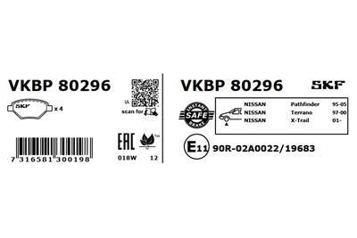 Комплект тормозных колодок, дисковый тормоз VKBP 80296