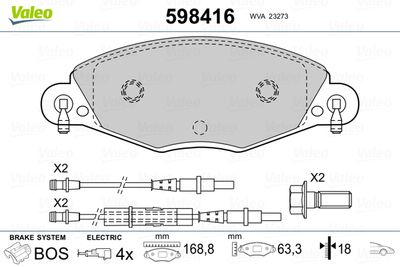 Brake Pad Set, disc brake 598416