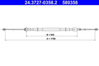 Тросик, cтояночный тормоз ATE 24.3727-0358.2 для PEUGEOT 208