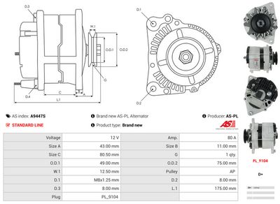 GENERATOR / ALTERNATOR AS-PL A9447S 5
