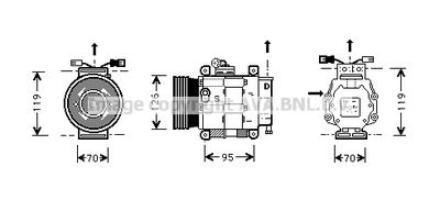 AVA-QUALITY-COOLING FTK048 Компресор кондиціонера для FIAT (Фиат)