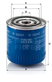 Масляный фильтр MANN-FILTER W 920/47 для JEEP CHEROKEE
