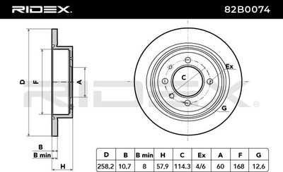 спирачен диск RIDEX 82B0074