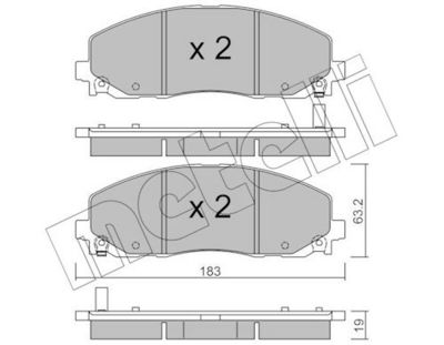 комплект спирачно феродо, дискови спирачки METELLI 22-0946-0