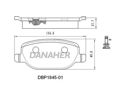 Комплект тормозных колодок, дисковый тормоз DANAHER DBP1845-01 для LANCIA THESIS