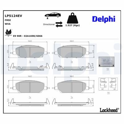 DELPHI Stabdžių trinkelių rinkinys, diskinis stabdys