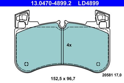 Комплект тормозных колодок, дисковый тормоз ATE 13.0470-4899.2 для LAND ROVER DISCOVERY